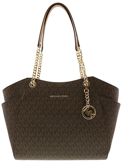 michael kors jet set chain tote brown|michael kors large open tote.